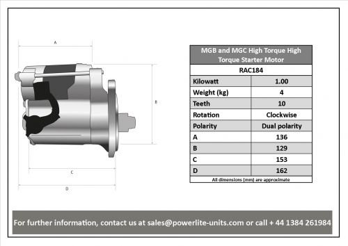 RAC184 MGB High Torque Starter Motor
