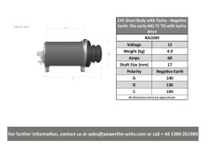 C45 Short Body with Tacho - Negative Earth. Fits early MG TC TD with tacho drive