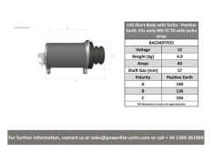 C45 Short Body with Tacho - Positive Earth. Fits early MG TC TD with tacho drive